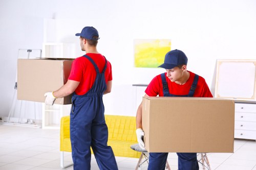 Removal van and moving boxes in a Clapham Junction residential street