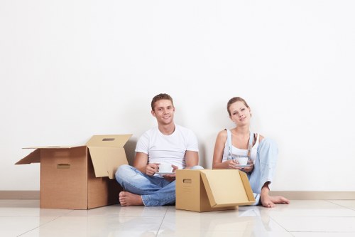 Packed boxes and furniture ready for a local house move
