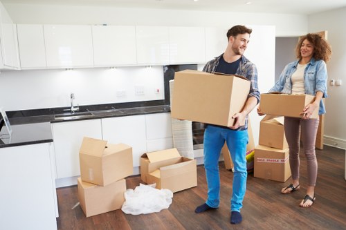 Boxes and wrapped furniture ready for house removals