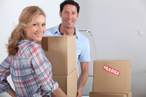 Office relocation items prepared for loading